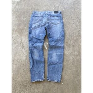 Lucky Brand Jeans Mens 36x32 Blue 100 Skinny Distressed‎ Denim Ripped Knee Pants